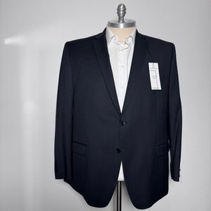 Michael Strahan Blazer Mens 52R Black Solid Stretch Classic Fit Suit Jacket NWT